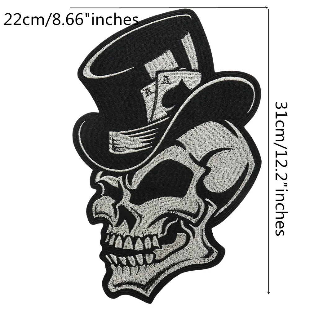 Poker Ace of Spades Embroidery Skull Iron Patch For Clothing Patches Punk Appliques sewing Sticker