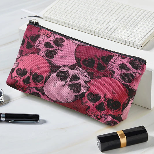 Girls Women Skull Prints Makeup Pouch Trave Zipper Cosmetic Bags