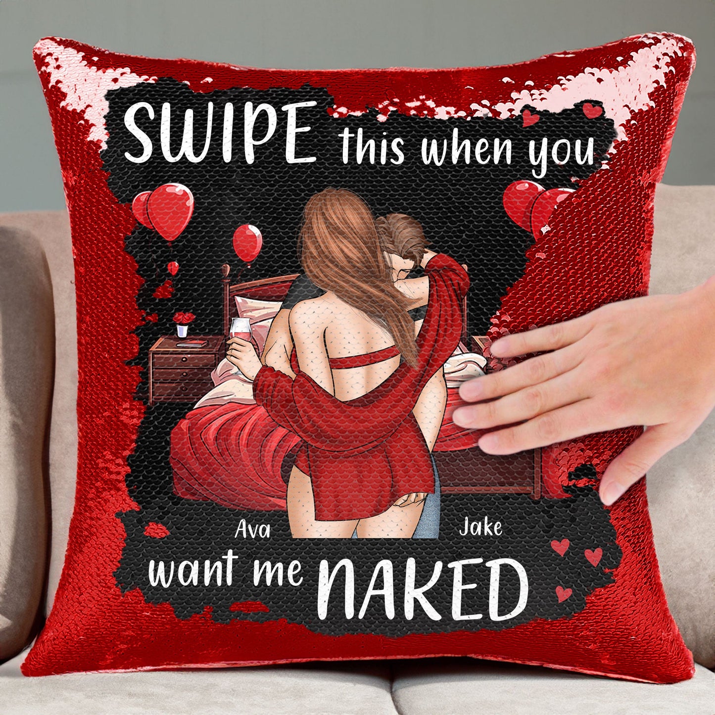 Swipe This When You Want Me Naked - Custom Sequin Pillow Cover