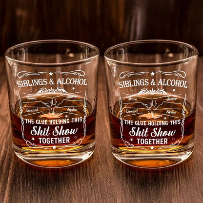 Friends & Alcohol The Glue Holding This Together - Personalized Whiskey Glass