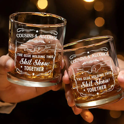 Friends & Alcohol The Glue Holding This Together - Personalized Whiskey Glass