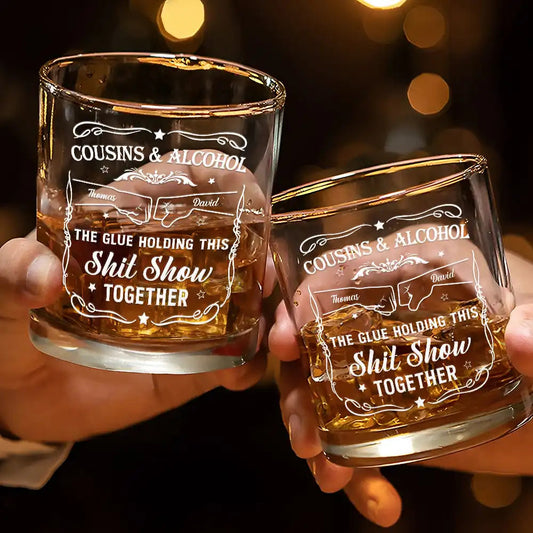 Friends & Alcohol The Glue Holding This Together - Personalized Whiskey Glass