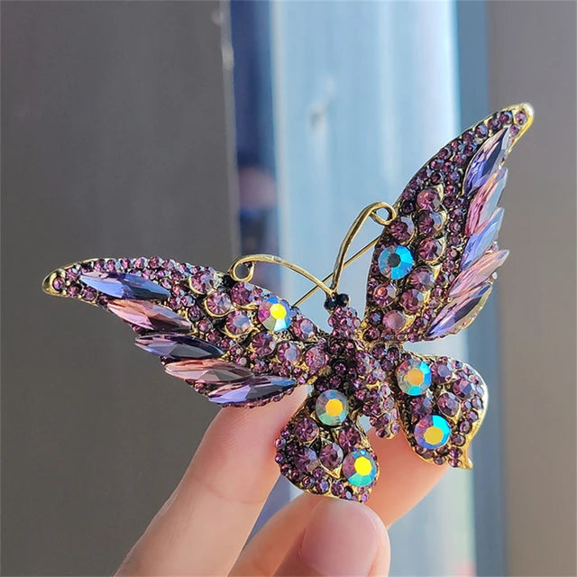 Crystal Big Butterfly Brooch Pins Charm Inlaid Full Rhinestone Brooches