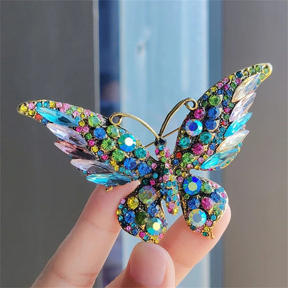 Crystal Big Butterfly Brooch Pins Charm Inlaid Full Rhinestone Brooches