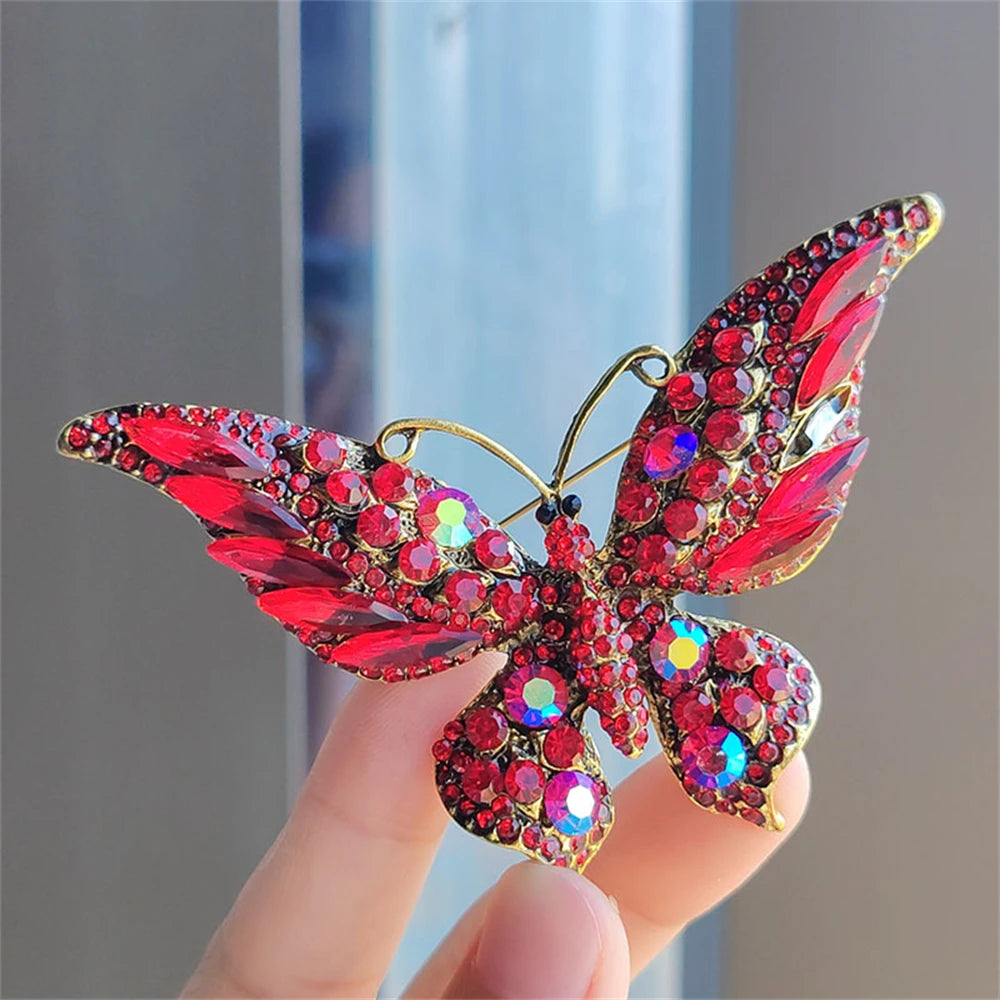 Crystal Big Butterfly Brooch Pins Charm Inlaid Full Rhinestone Brooches