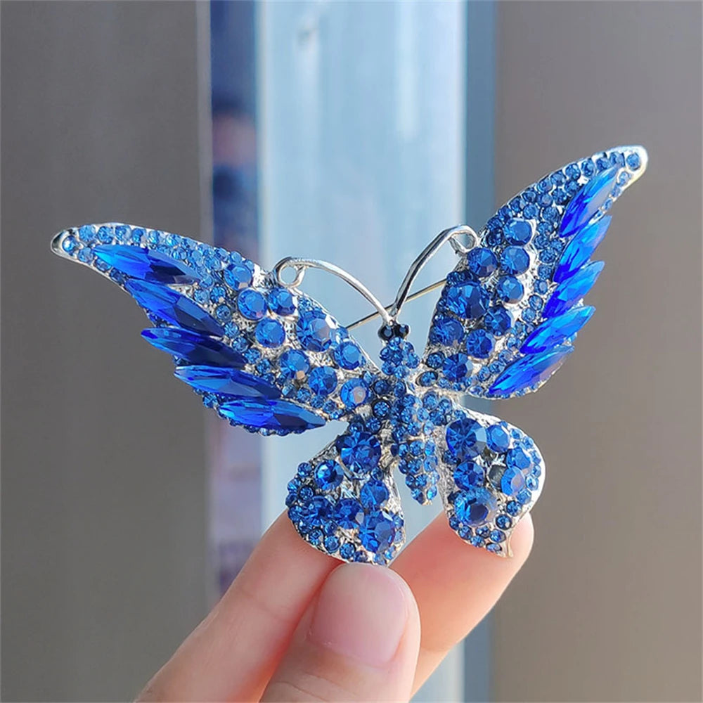 Crystal Big Butterfly Brooch Pins Charm Inlaid Full Rhinestone Brooches