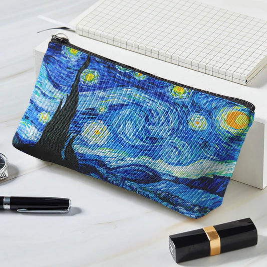 Women Artistic Oil Paints Coins Makeup Cosmetic Zipper Bag