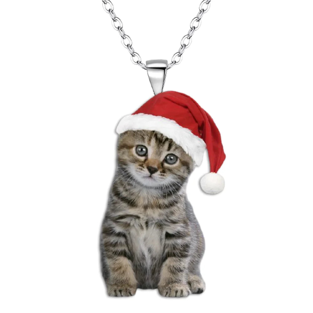 Cute Women Fashion Animal Red Hat Cat Pendant Necklace