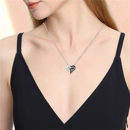 Women Fashion Exquisite Half Angel Half Demon Rhinestone Pendant Necklace