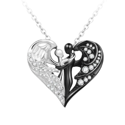 Women Fashion Exquisite Half Angel Half Demon Rhinestone Pendant Necklace