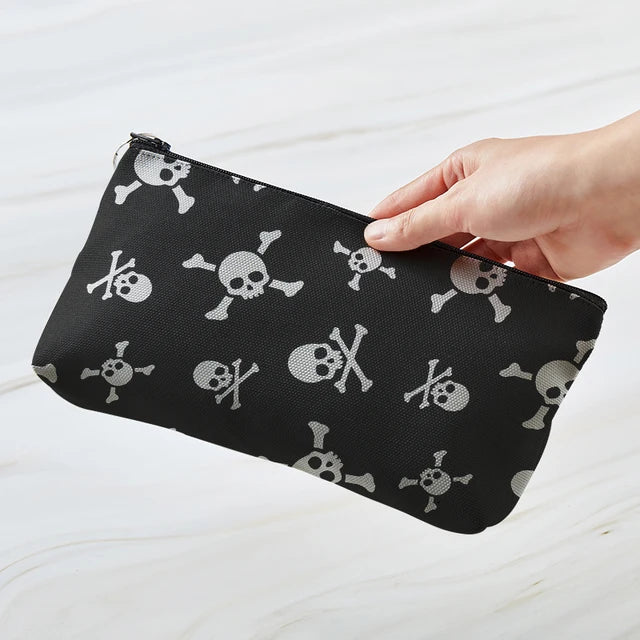 Women 3D Skull Graffiti Print Makeup Pouch Cosmetic Case Bag