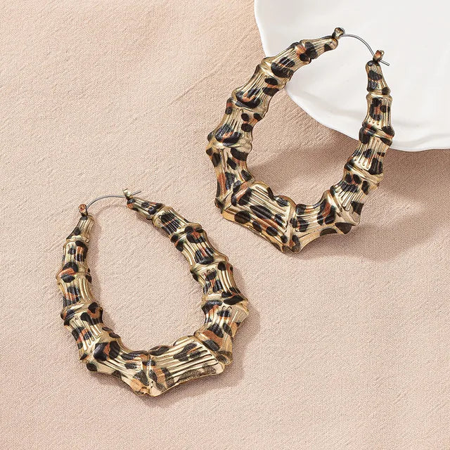 Y2K Vintage Leopard Print Round Hoops Women Fashion Charm Earrings