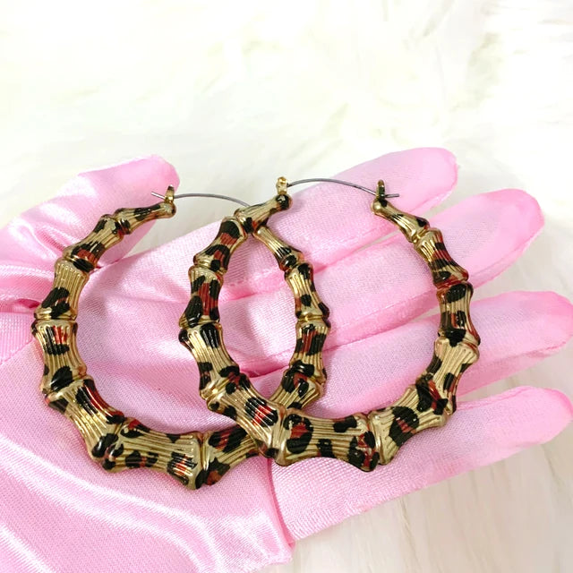 Y2K Vintage Leopard Print Round Hoops Women Fashion Charm Earrings