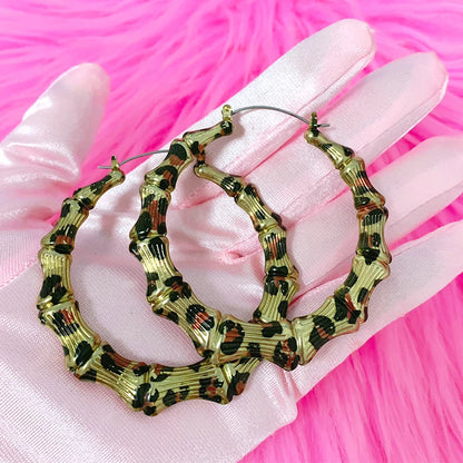 Y2K Vintage Leopard Print Round Hoops Women Fashion Charm Earrings