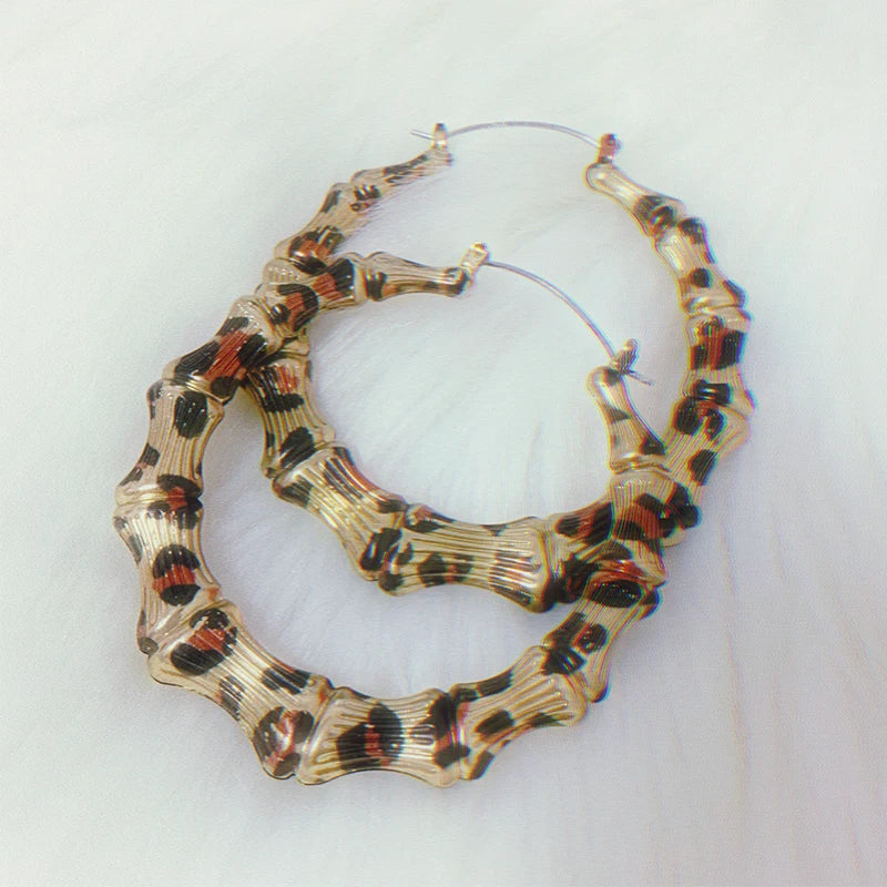 Y2K Vintage Leopard Print Round Hoops Women Fashion Charm Earrings