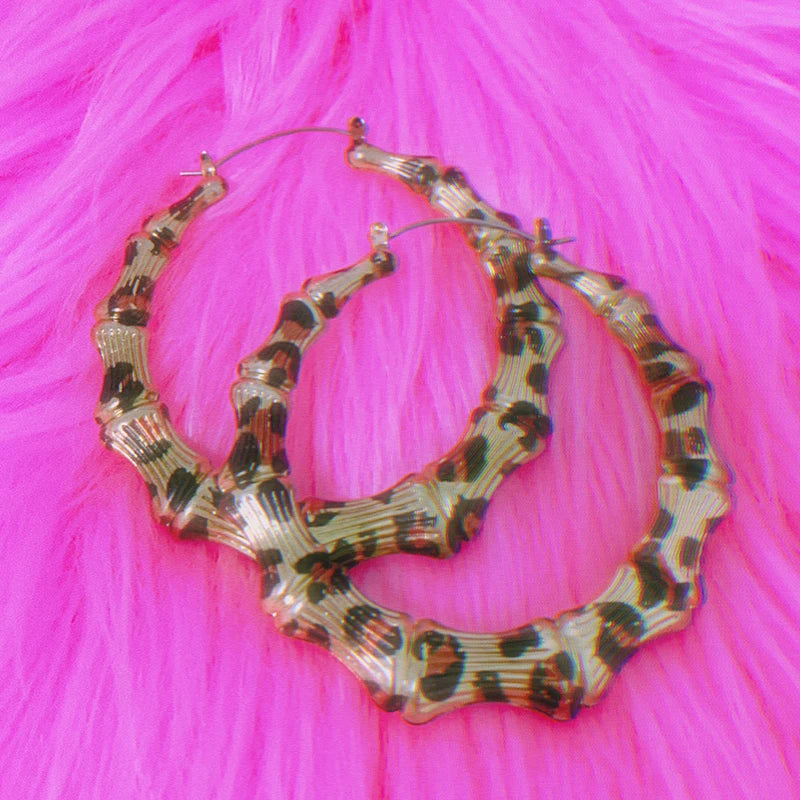 Y2K Vintage Leopard Print Round Hoops Women Fashion Charm Earrings