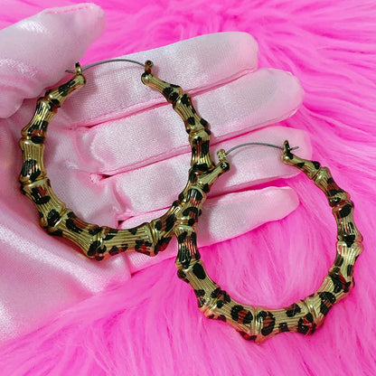 Y2K Vintage Leopard Print Round Hoops Women Fashion Charm Earrings