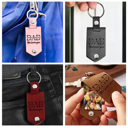 I Love You Drive Safe I Need You Here with Me - Personalized Leather Photo Keychain Dad Grandpa