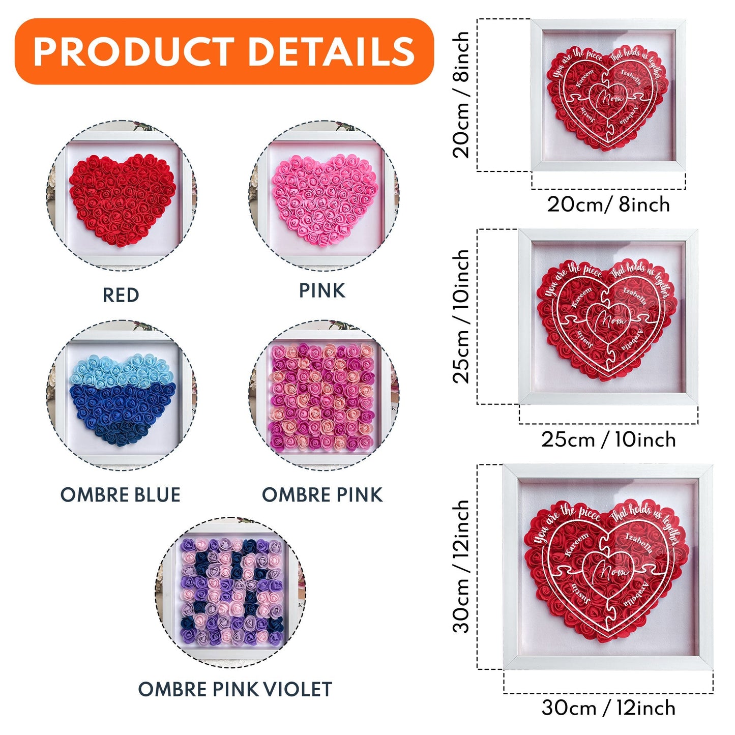 You Are The Piece That Hold Us Together - Personalized Flower Shadow Box