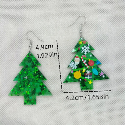 Women Christmas Tree Snowflake Waterdrop Dangle Statement Earring Xmas Gift