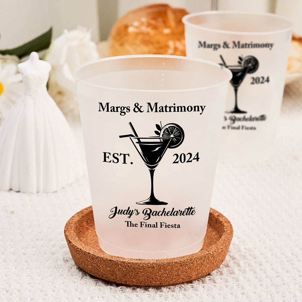 Personalized Bachelorette Bridal Margs & Matrimony Disposable Plastic Party Cups Gift
