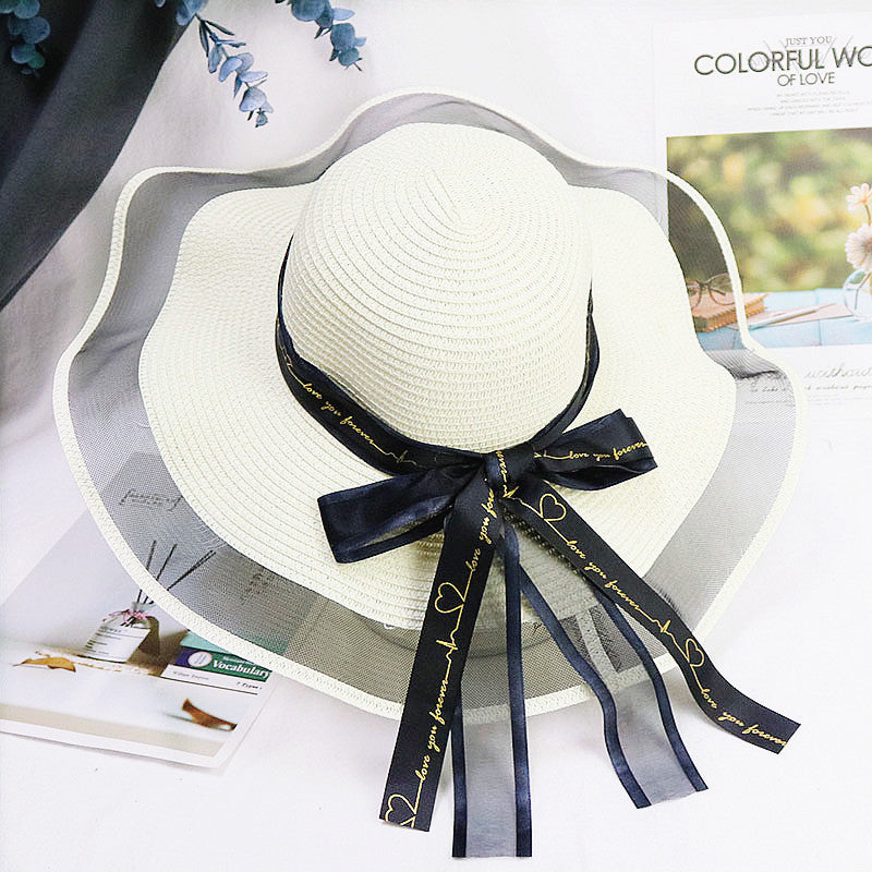 Women Foldable Sunscreen Seaside Bow Beach Sun Hat