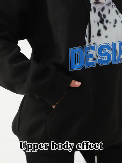 Women Fashionable Letter Printed Long Sleeved Hoodie Sweatshirt Jacket