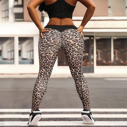 Sexy Women Hip Lifting Leopard Yoga Leggings Pants