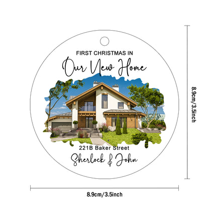Personalized New Home Photo Hanging Watercolor Ornament Housewarming Gift