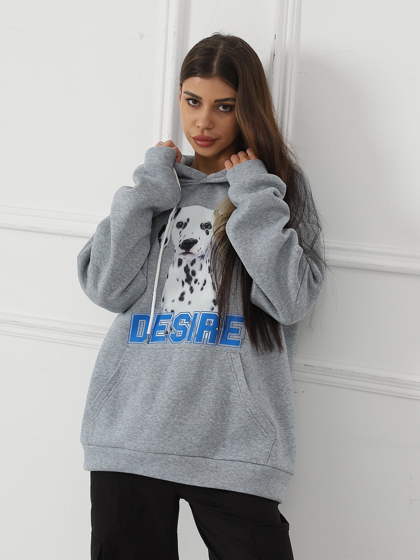 Women Fashionable Letter Printed Long Sleeved Hoodie Sweatshirt Jacket