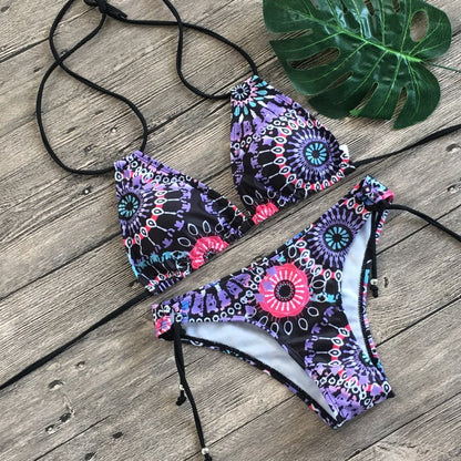 Two Pieces Sexy Women Floral Multicolor Bikini