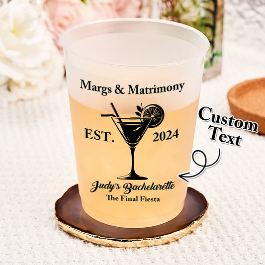 Personalized Bachelorette Bridal Margs & Matrimony Disposable Plastic Party Cups Gift