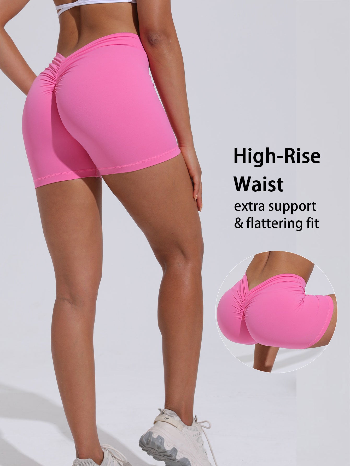 Women High-waisted Butt-lifting Shorts Tummy Control Ruched Sports Yoga Leggings