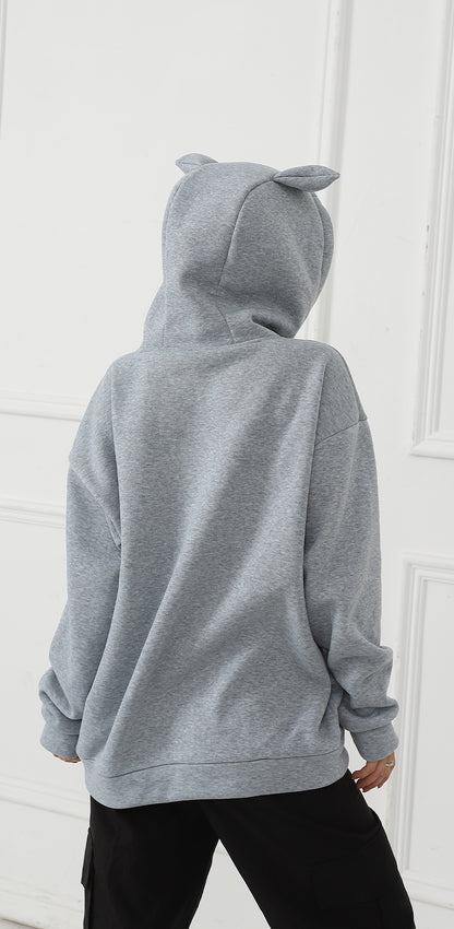 Women Fashionable Letter Printed Long Sleeved Hoodie Sweatshirt Jacket