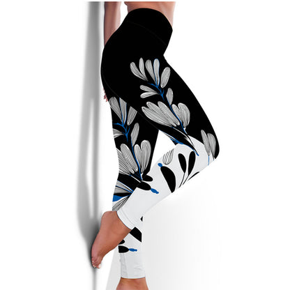 Sexy Printed Floral Butterfly High Waist Slim Yoga Pants Leggings
