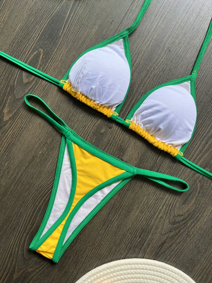 G-string Thong Brazilian Bikini Swimsuit Two-pieces Bikini Brazil Flag Bathing Suit