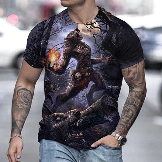 3D Animal Dragon Digital Prints Men's Short Sleeve Tops Shirt Tees