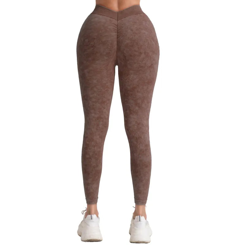 Women High Waist V Back Scrunch Butt Workout Seamless Gym Yoga Leggings