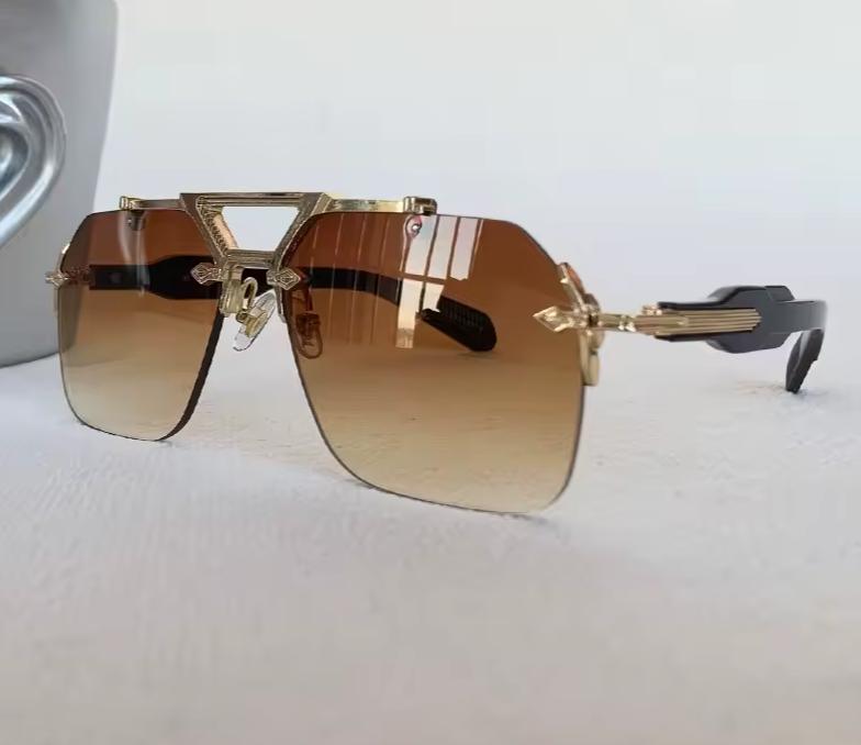 Men Women Retro Vintage Punk Designer Square Rimless Oversized Shades Sunglasses Eyewear