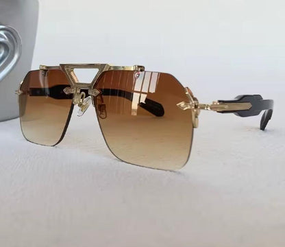 Men Women Retro Vintage Punk Designer Square Rimless Oversized Shades Sunglasses Eyewear