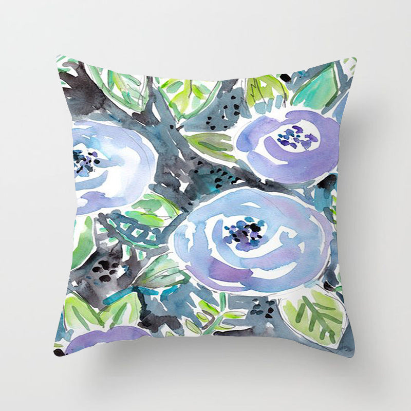 Home Decor Living Room Sofa Graffiti Flower Print Pillowcase Cover