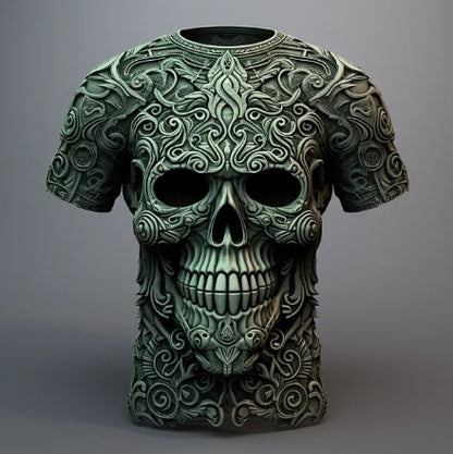 Men's 3D Skull Printed Hip Hop Trendy Tops Tees T-shirt