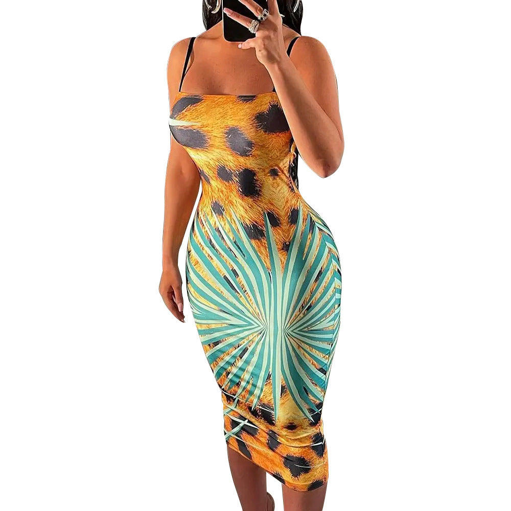 Women's Suspender Skinny Hip Club Party Midi Pencil Dress