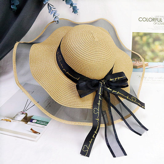 Women Foldable Sunscreen Seaside Bow Beach Sun Hat