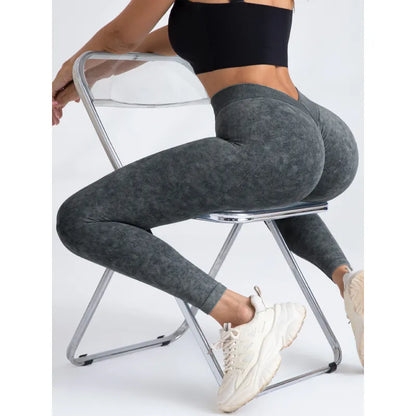 Women High Waist V Back Scrunch Butt Workout Seamless Gym Yoga Leggings