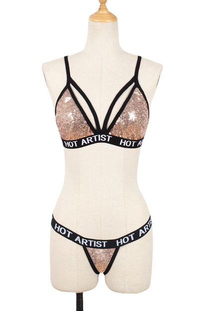 Sexy Women Fashion Sequin Lingerie Bikini Set
