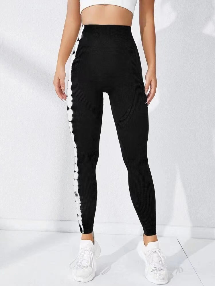 Women Tie-dye Seamless Tight Belly Trimming Fitness High Waist Hip Lift Yoga Pants Leggings
