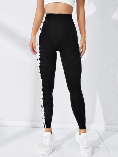 Women Tie-dye Seamless Tight Belly Trimming Fitness High Waist Hip Lift Yoga Pants Leggings