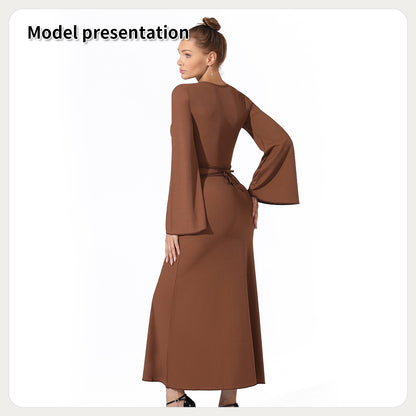 Women Fashion Simple Solid Color Long Party Dress
