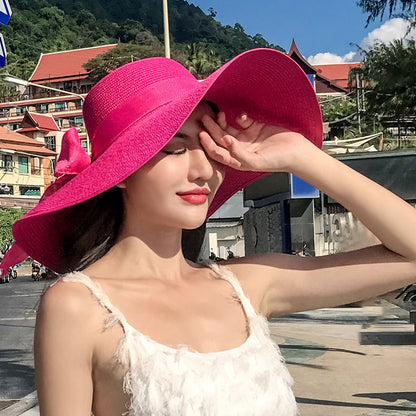 Women's Seaside Summer Vacation Foldable Sun Wide Brim Hat